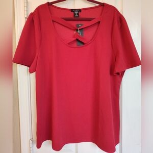 Sexy Red Crisscross Short Sleeve Top 3x